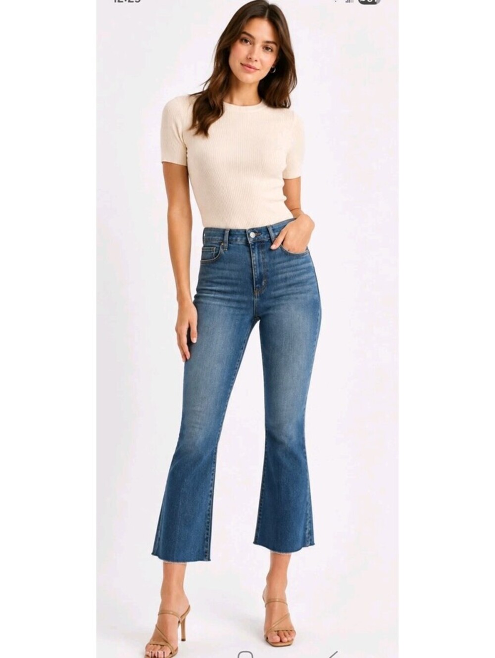 L'AGENCE Kendra Crop Flare Jeans, Blue, Size- 24 NWT $285 #CB3